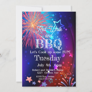4th of July, Fireworks, Independance Day Invitation