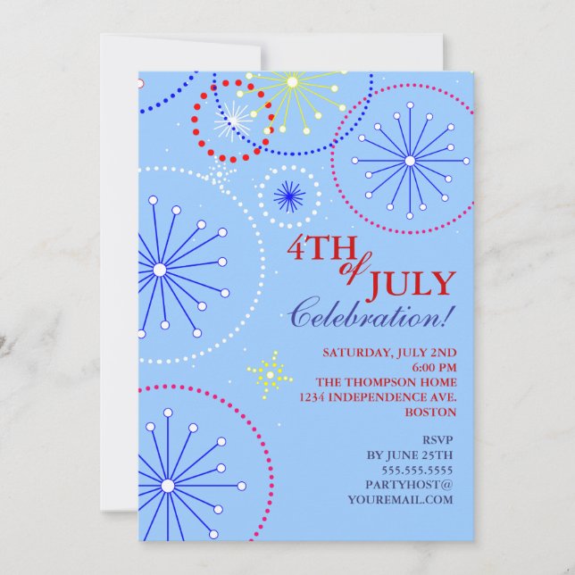 4th of July Fireworks Party Invitation (Front)