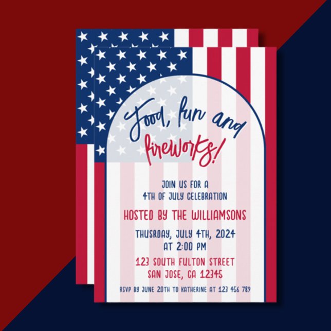 4th of July Fireworks Party Red White and Blue Invitation (Creator Uploaded)