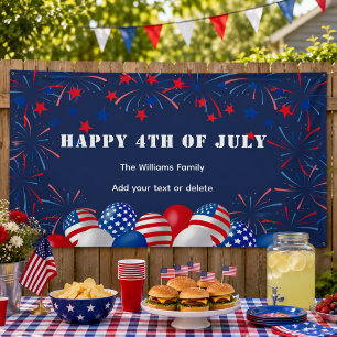 4th of July Fireworks Personalized Party Banner