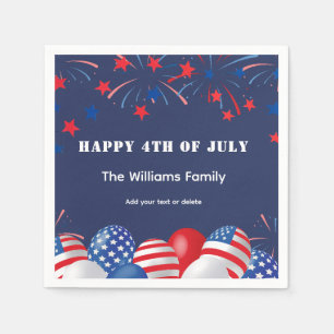 4th of July Fireworks Personalized Party  Napkin