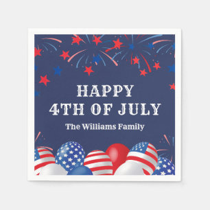 4th of July Fireworks Personalized Party Napkin