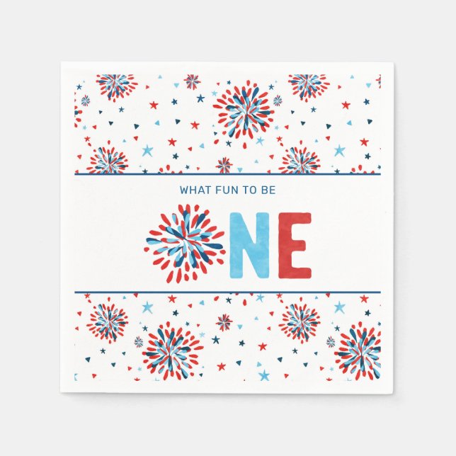 4th of July First Birthday  Napkin (Front)