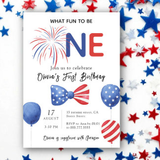 4th of July First Birthday Party Invitation
