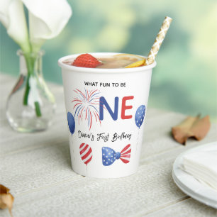 4th of July First Birthday Party Paper Cups