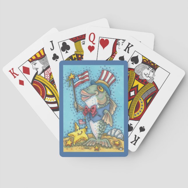 4TH OF JULY FISH & STARFISH BICYCLE PLAYING CARDS (Back)