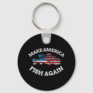 4th Of July Fishing American Flag Make America Fis Keychain