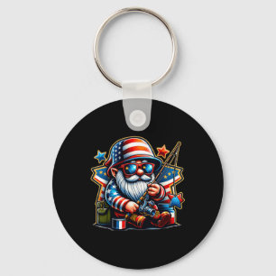 4th Of July Fishing Gnome Patriotic Fishing Lover Keychain