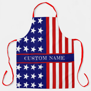 4th of July Flag Apron - Custom Name BBQ Gift 