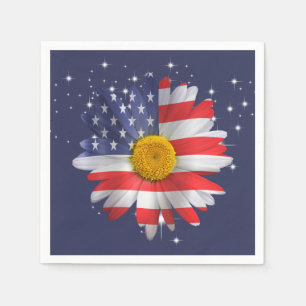 4th of July Flag Daisy  Napkin