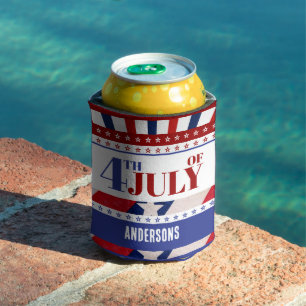 4th of July Flag of America Artsy Custom Can Cooler
