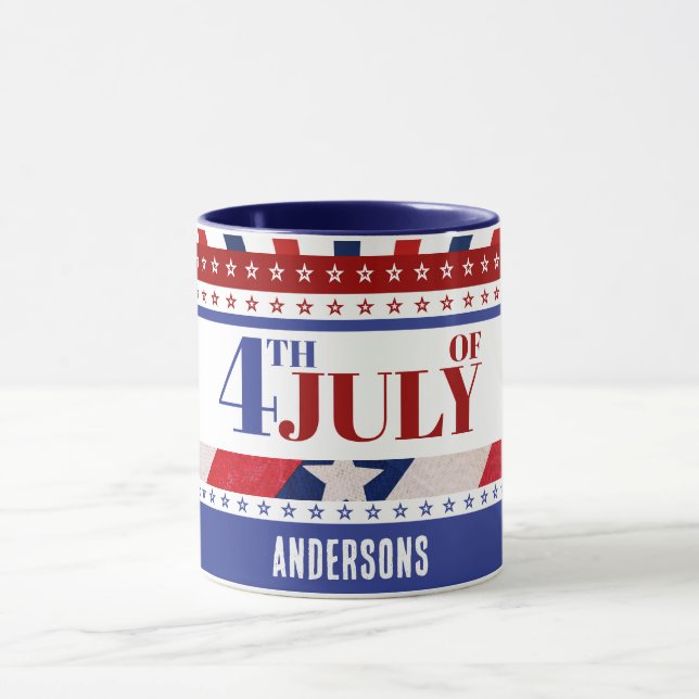 4th of July Flag of America Artsy Custom Mug (Center)