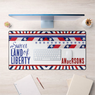 4th of July Flag of America Sweet Land of Liberty Desk Mat
