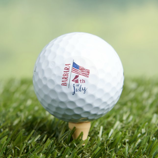 4th of July Flag Personalized Stylish     Golf Balls (Insitu Tee)