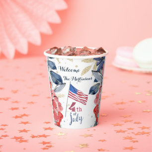 4th of July Flag Personalized Stylish Paper Cups