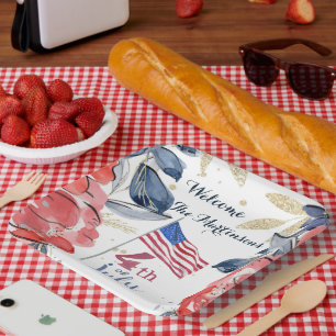4th of July Flag Personalized Stylish Paper Plate