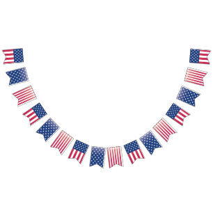 4th of July, Flag, Red, White & Blue Bunting Bunting Flags