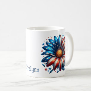 4th Of July Floral Personalized Coffee Mug