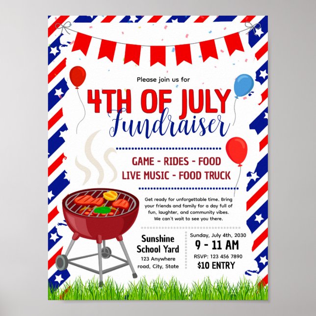 4th of July  Flyer Template Poster (Front)