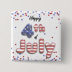 4th of July Foil Balloons Stars Stripes - Button