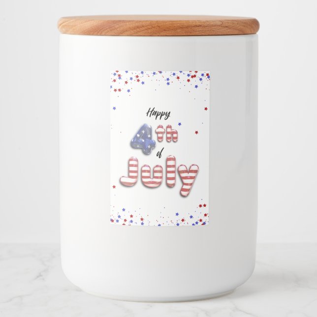 4th of July Foil Balloons Stars Stripes Food Label (Front)