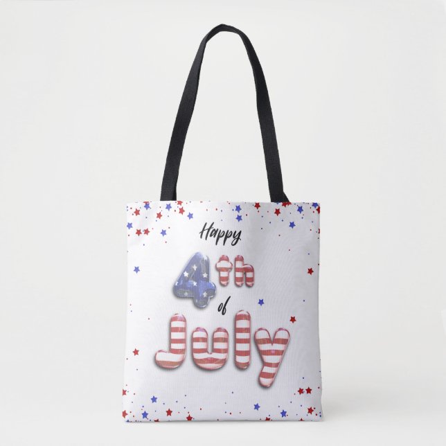 4th of July Foil Balloons Stars Stripes - Tote Bag (Front)