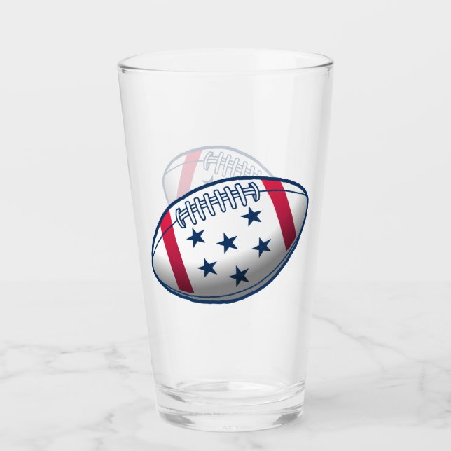 4th of July Football Glass (Front)