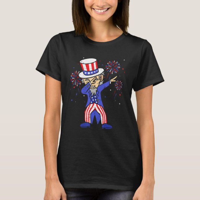 4th Of July  For Kids  Dabbing Uncle Sam Boys Men T-Shirt (Front)