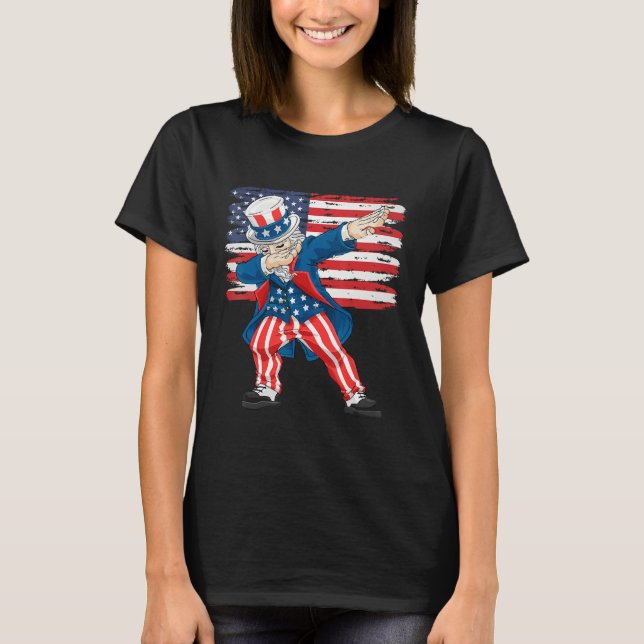 4th Of July  For Kids  Dabbing Uncle Sam Boys Men T-Shirt (Front)