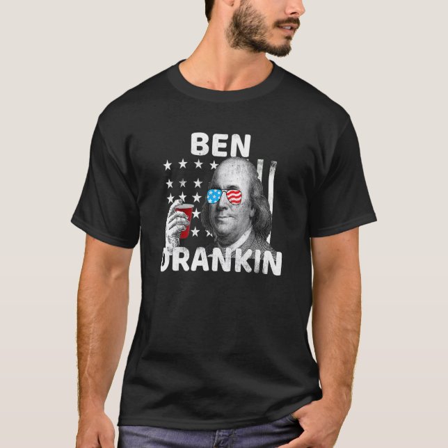 4th Of July  For Men Ben Drankin  Beer T-Shirt (Front)
