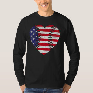 4th Of July   For Women American Flag Baseball Hea T-Shirt