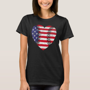 4th Of July For Women American Flag Baseball Hea T-Shirt