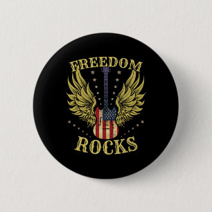 4th Of July Fourth Independence Day Guitar Freedom 2 Inch Round Button