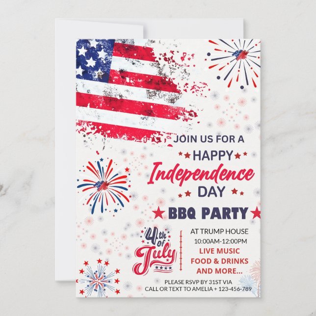4th of July Fourth of July BBQ Independence Day Invitation (Front)