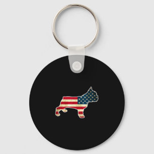 4th Of July French Bulldog Dog American Flag Keychain