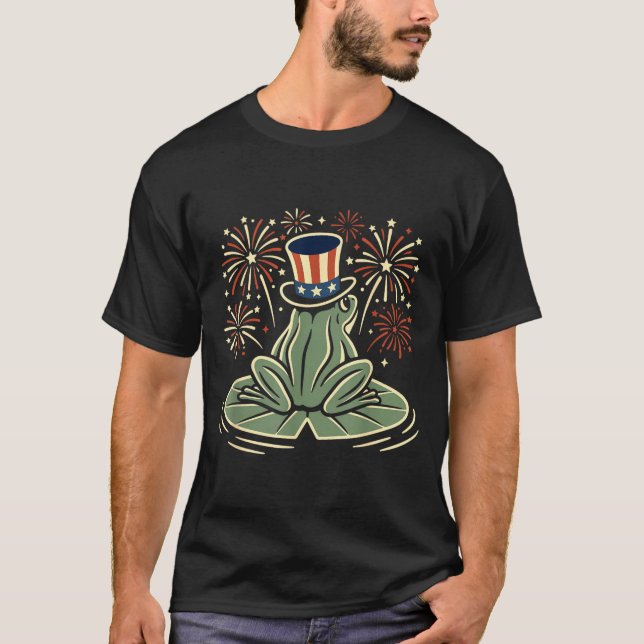 4th of july frog patriotic top hat funny fireworks (Front)