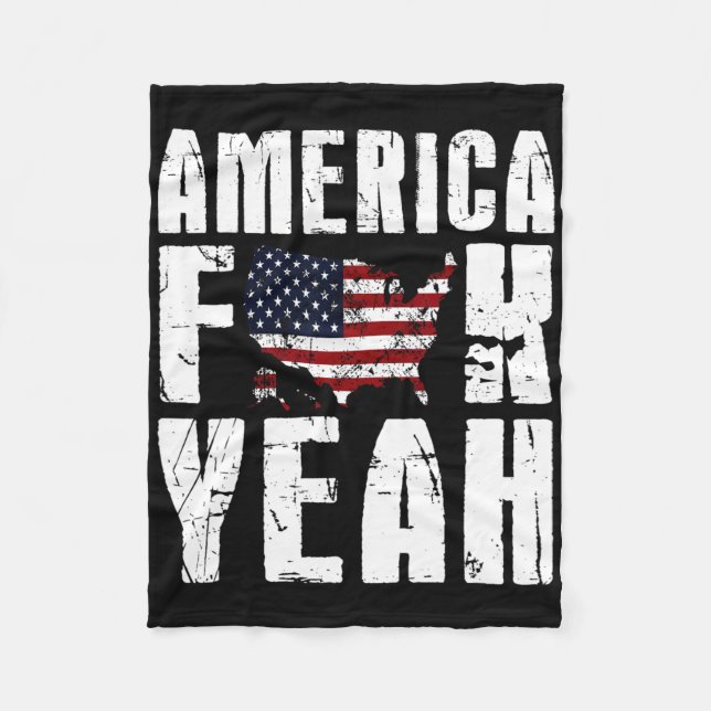 4th Of July Funny - America Yeah  Fleece Blanket (Front)