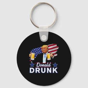 4th Of July Funny Drinking Presidents - Donald Dru Keychain