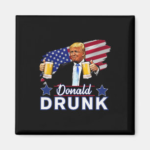 4th Of July Funny Drinking Presidents - Donald Dru Magnet