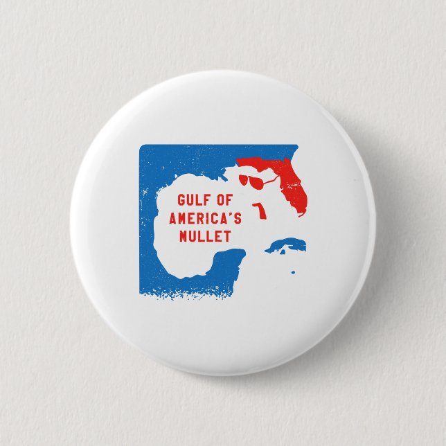 4th Of July Funny Gulf Of America's Mullet  2 Inch Round Button (Front)