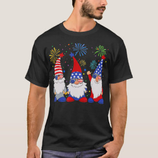 4th Of July Funny Patriotic Gnomes Sunglasses Amer T-Shirt