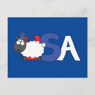 4th of July Funny USA Sheep Postcard