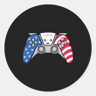4th Of July Gamepad Video Game Usa American Flag G Classic Round Sticker