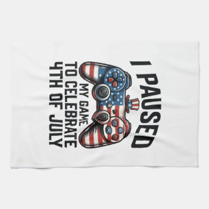 4th of July Gamer Patriotic Video Game Shirt_1 Kitchen Towel