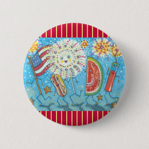 4TH OF JULY GANG & FIREWORKS BUTTON Round
