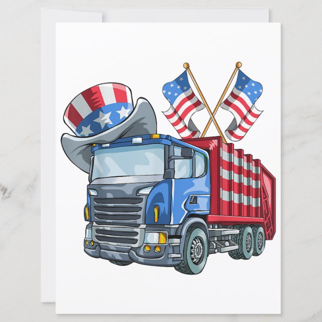 4th of July Garbage Truck Funny Shirt Men Women (Front)
