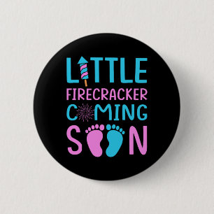 4th Of July Gender Reveal Little Firecracker Comin 2 Inch Round Button