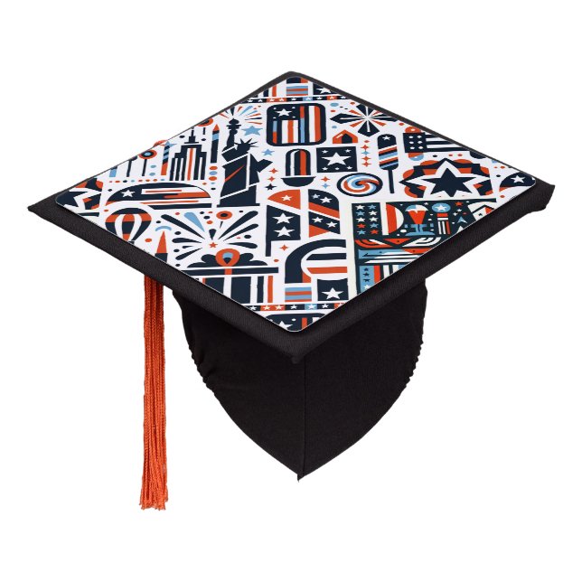 4th of July Generative Pattern Graduation Cap Topper (Angled)