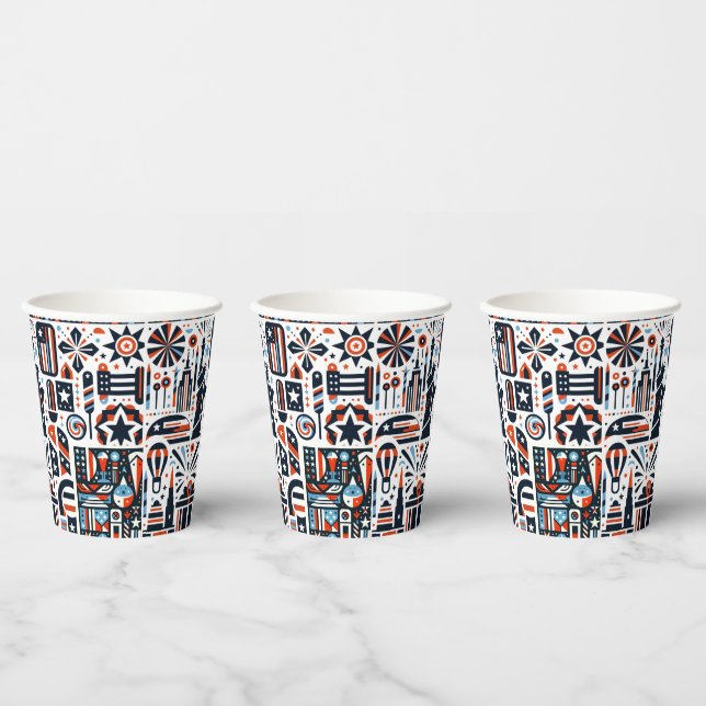 4th of July Generative Pattern Paper Cups (Multi)