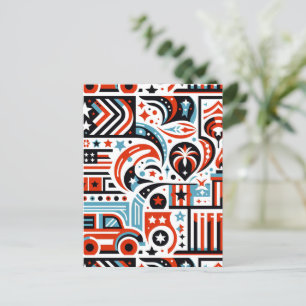 4th of July Generative Pattern Postcard